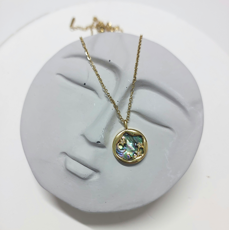 Çelik Abalone Kabuk Yıldız Kolye