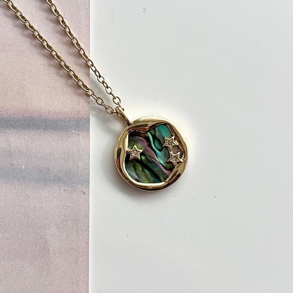 Çelik Abalone Kabuk Yıldız Kolye