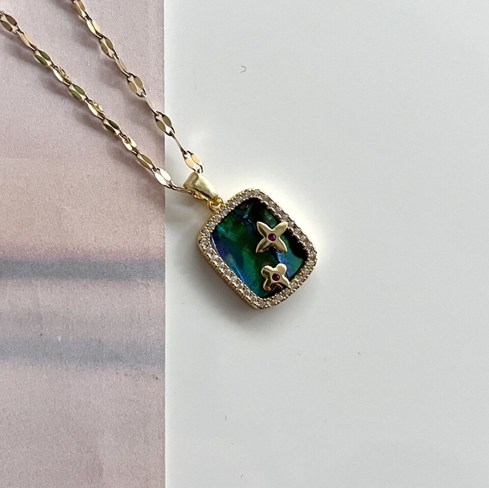 Çelik Abalone Kabuk Yıldız Kolye