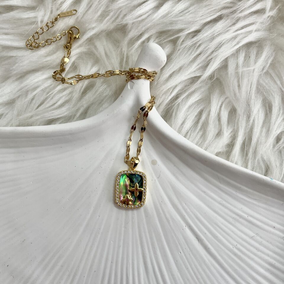 Çelik Abalone Kabuk Yıldız Kolye