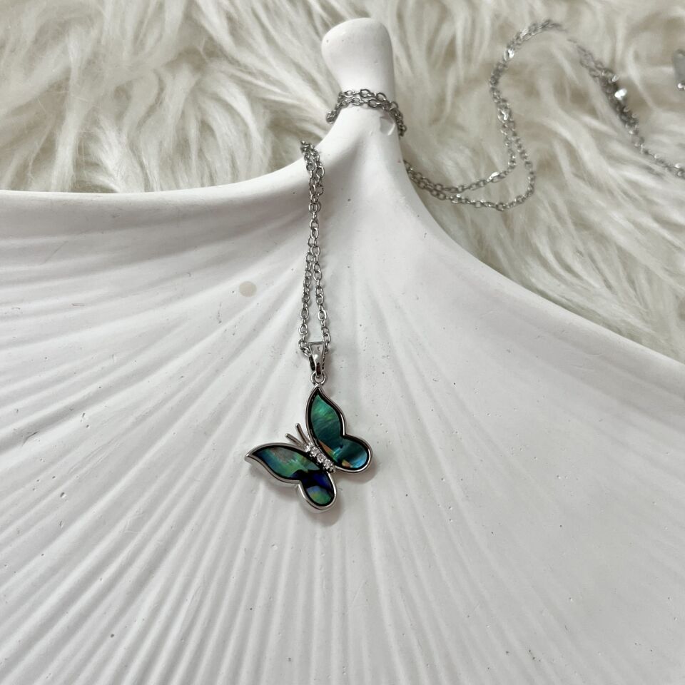 Çelik Abalone Kabuk Kelebek Kolye