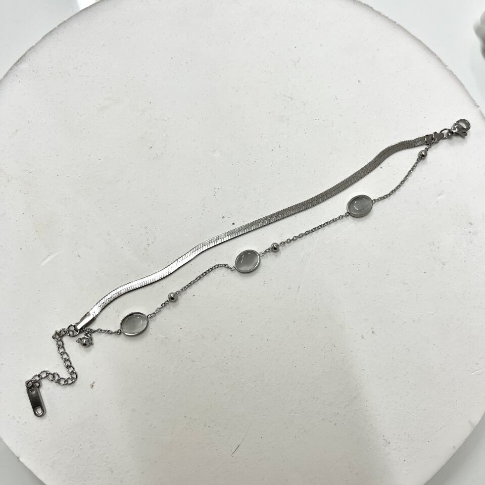 Çelik Kedi Gözü Taşı Bileklik