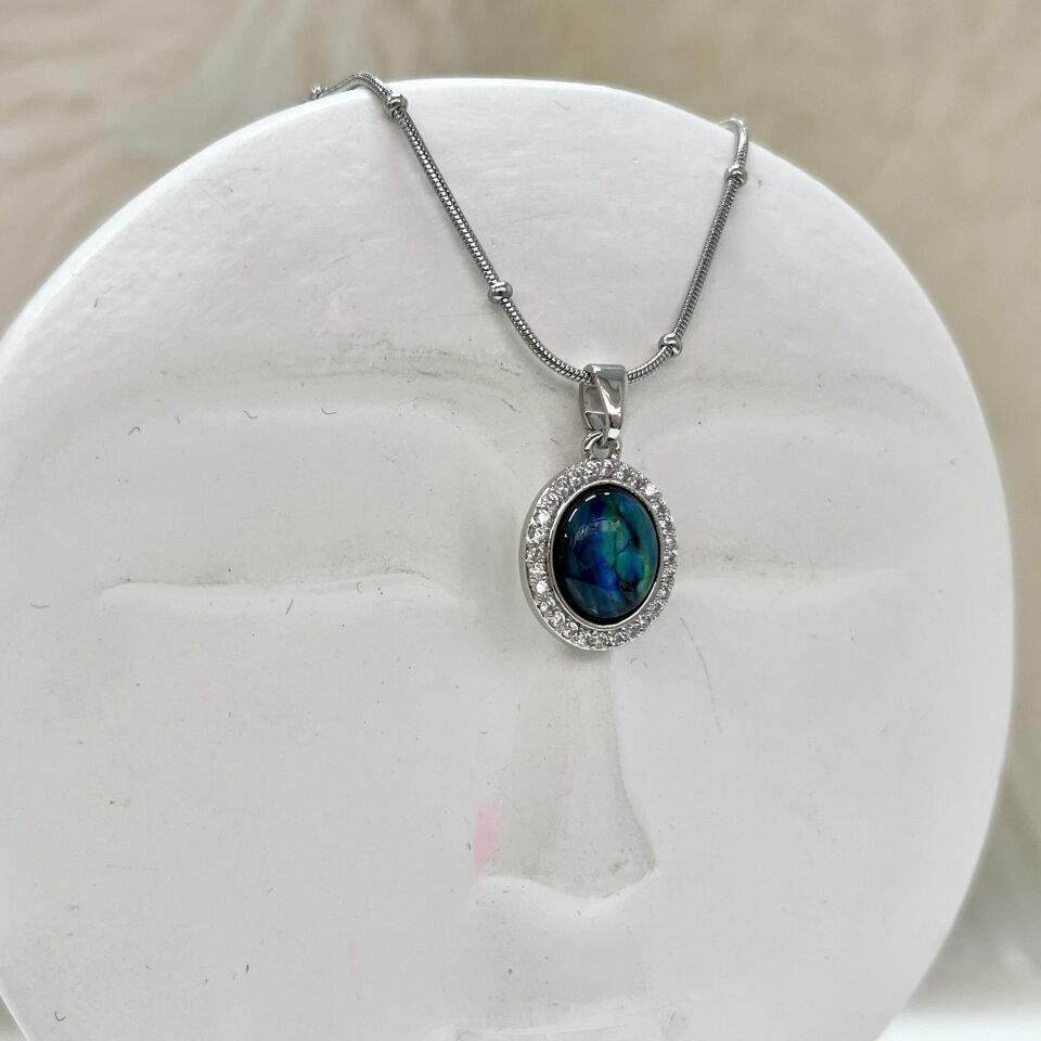 Çelik Abalone Kabuk Zirkon Kolye