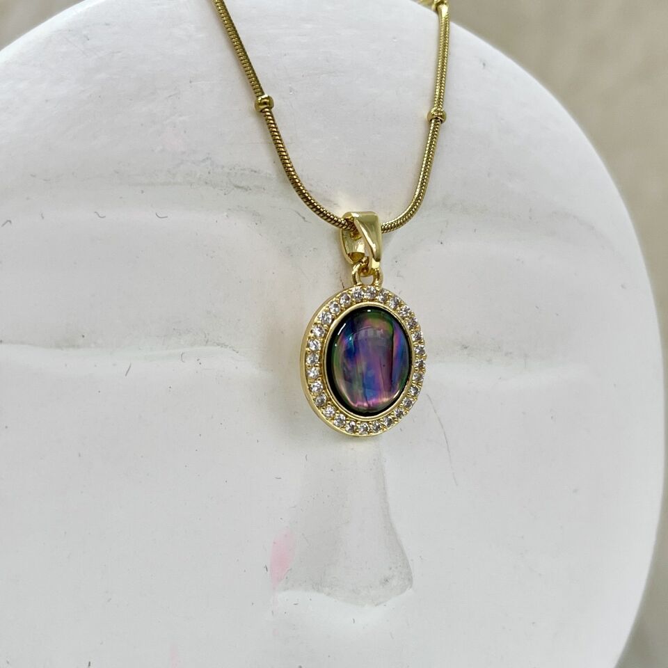 Çelik Abalone Kabuk Zirkon Kolye