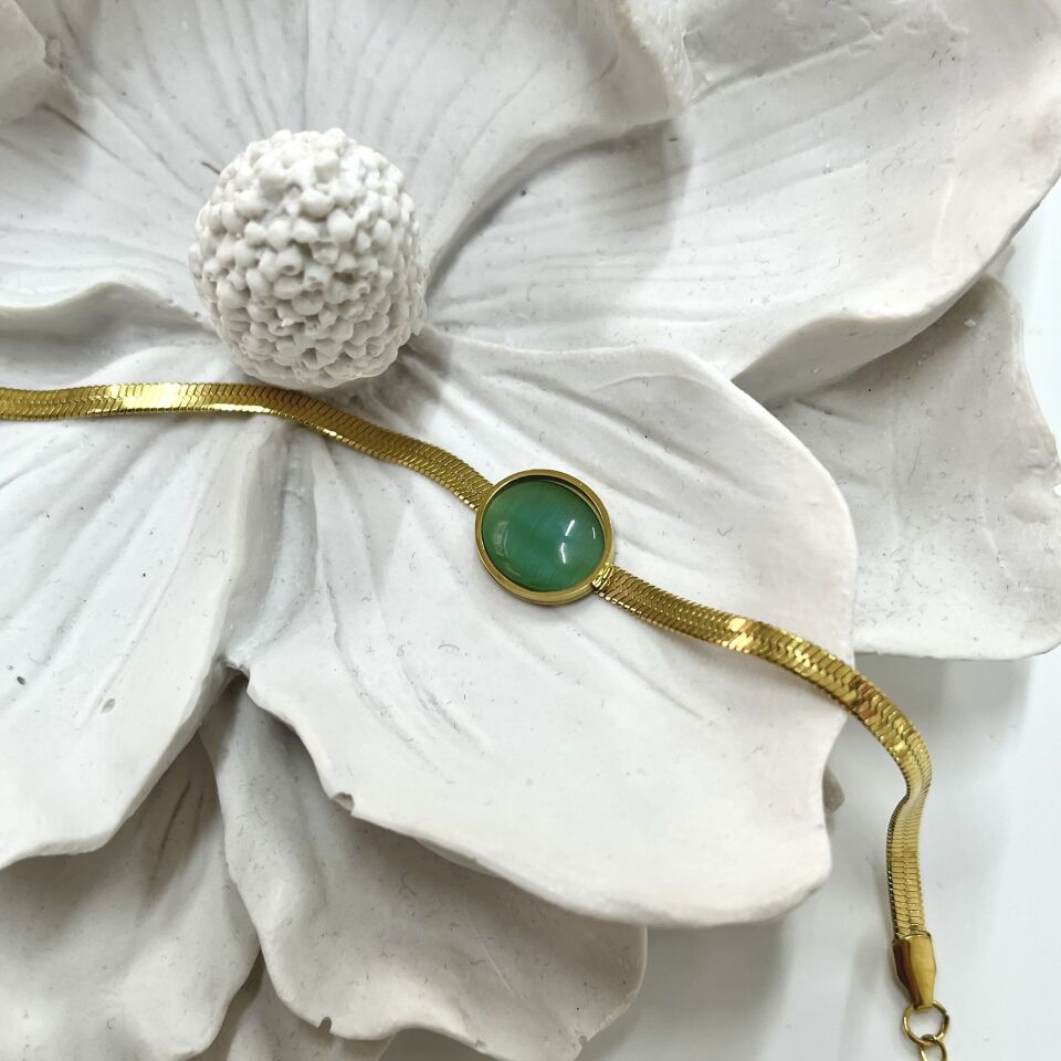 Çelik Kedi Gözü Taşı Bileklik