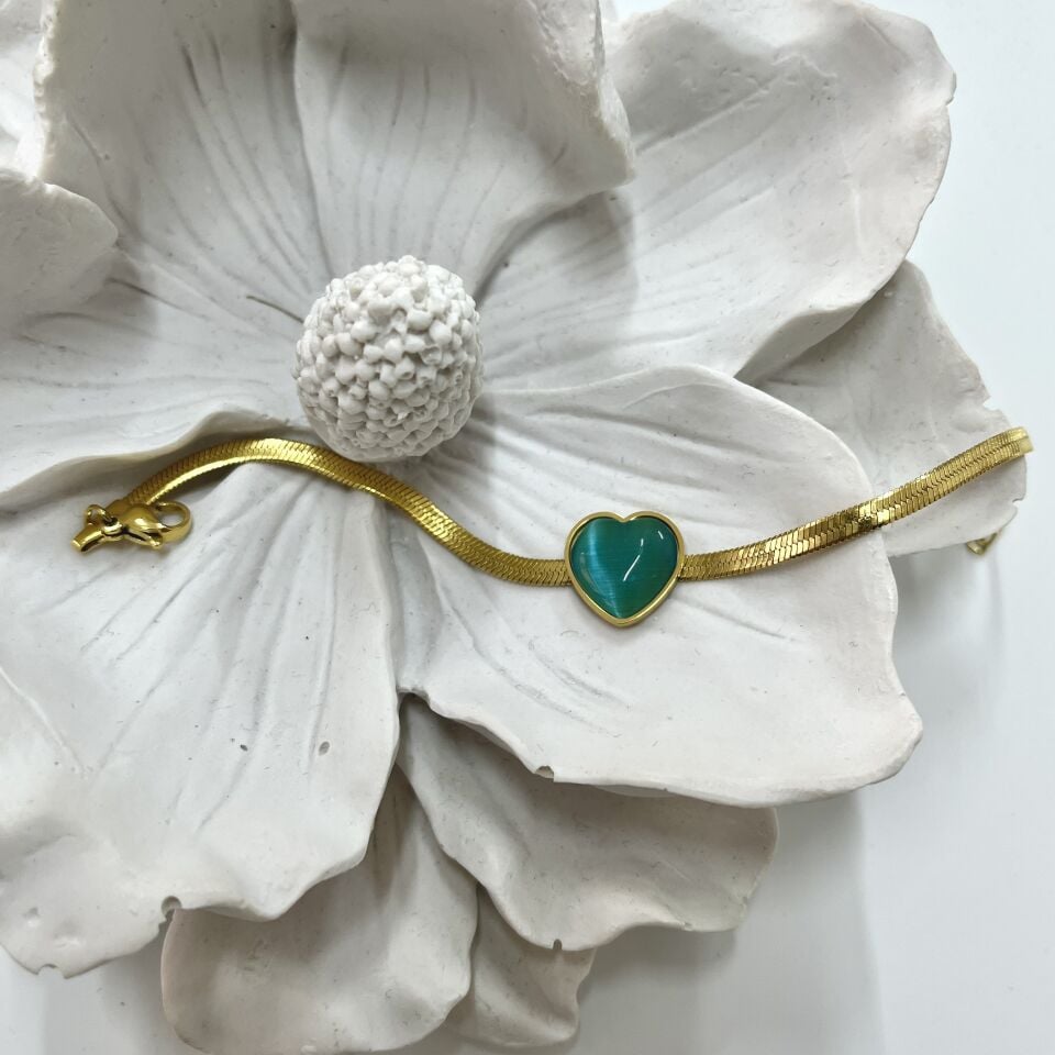 Çelik Kedi Gözü Taşı Bileklik