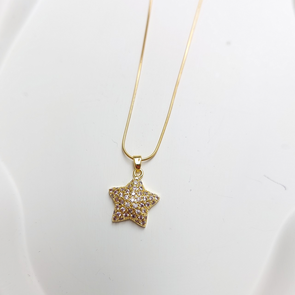 Zirkon Taş Çelik Yıldız Kolye