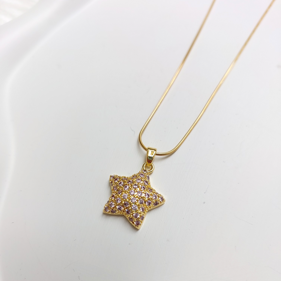 Zirkon Taş Çelik Yıldız Kolye