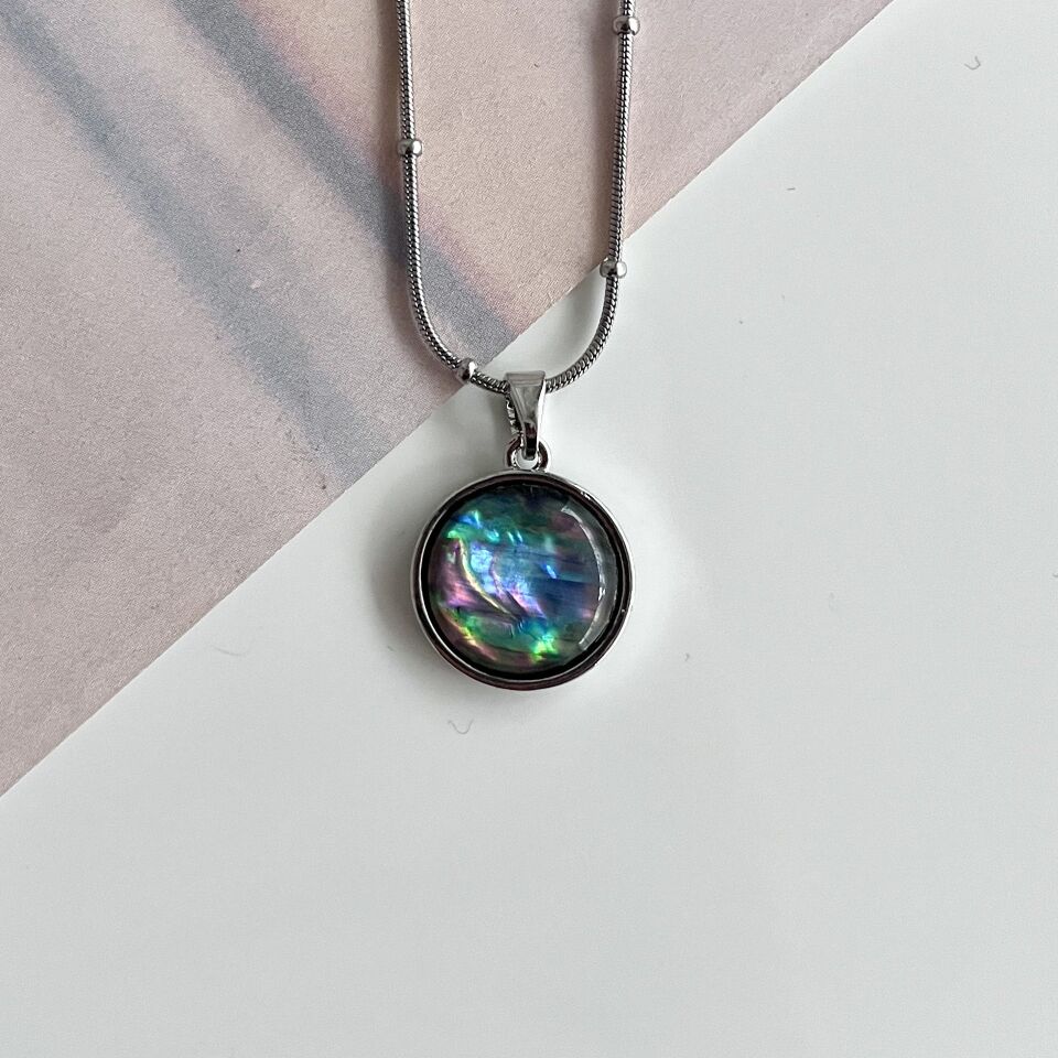 Çelik Abalone Kabuk Yuvarlak Kolye