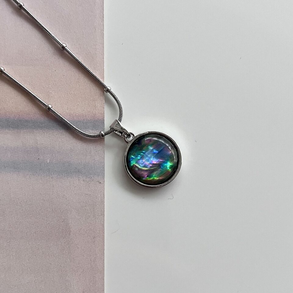 Çelik Abalone Kabuk Yuvarlak Kolye