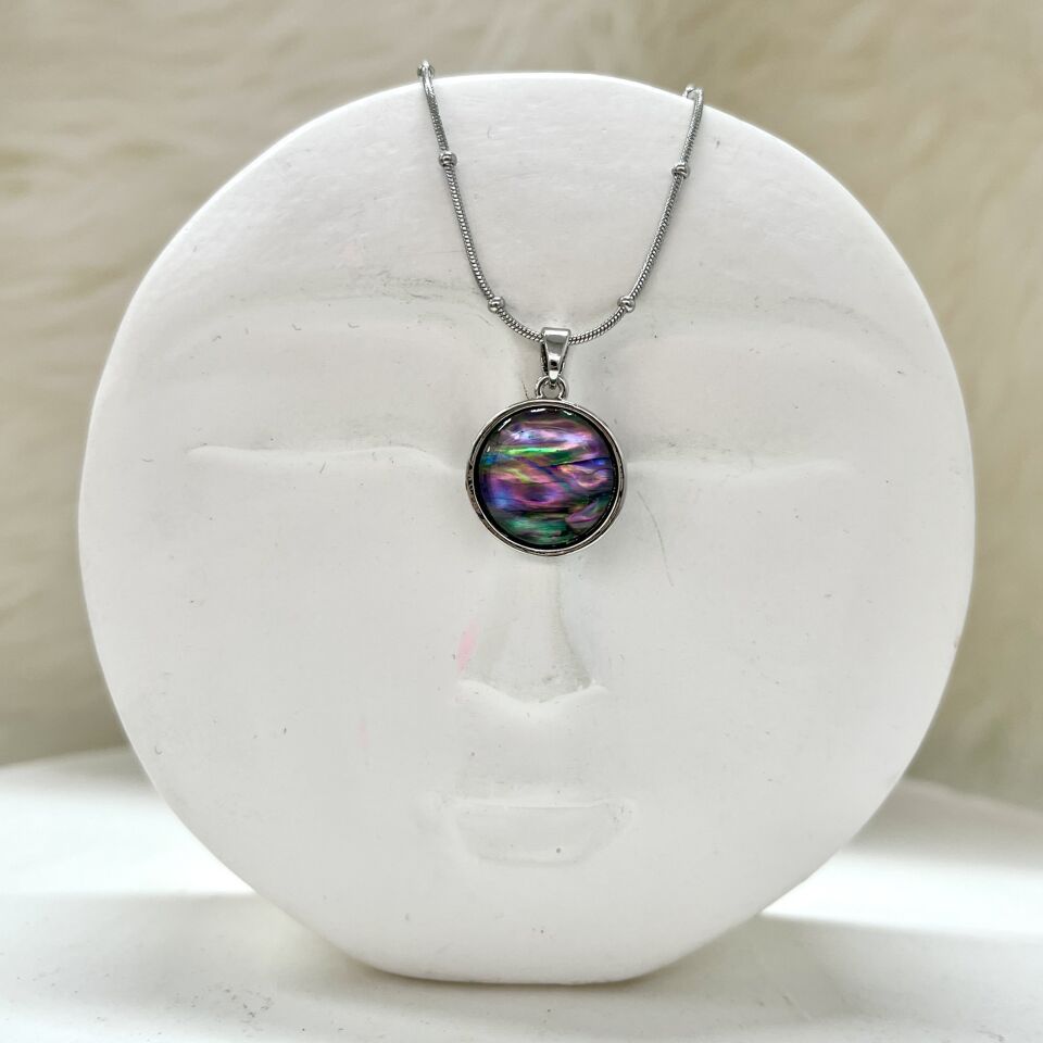 Çelik Abalone Kabuk Yuvarlak Kolye