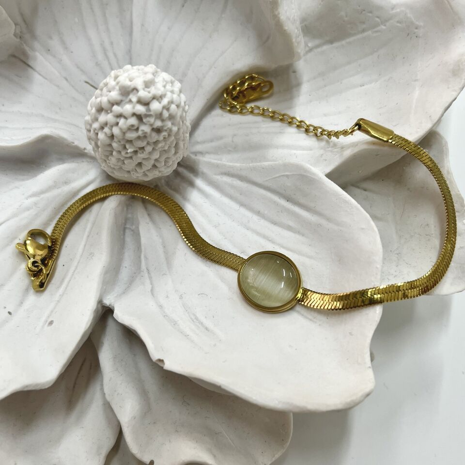 Çelik Kedi Gözü Taşı Bileklik