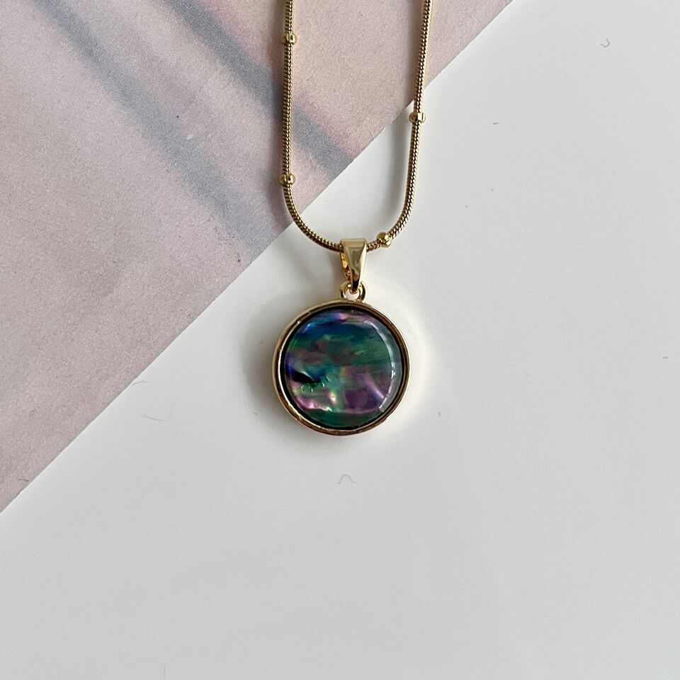 Çelik Abalone Kabuk Yuvarlak Kolye