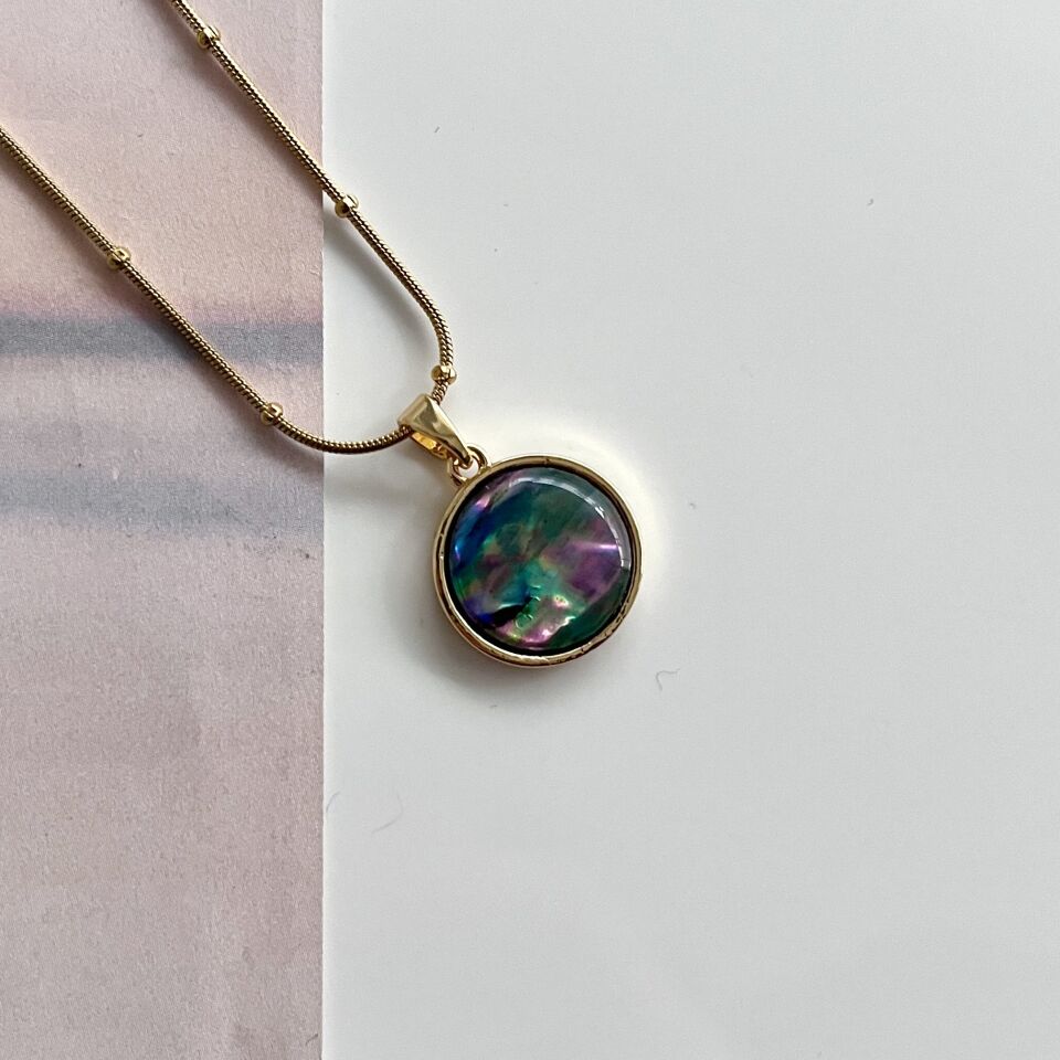 Çelik Abalone Kabuk Yuvarlak Kolye