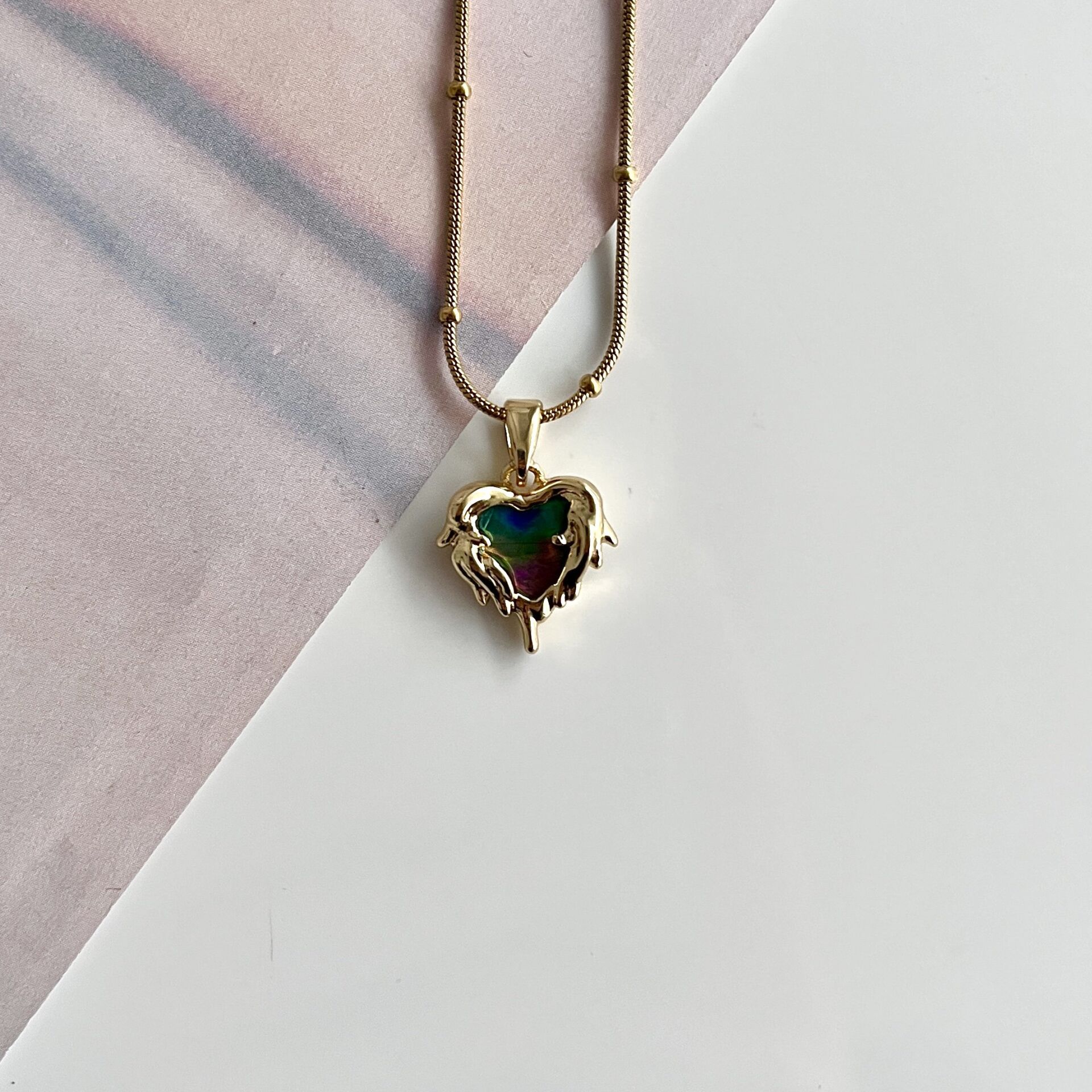 Çelik Abalone Kabuk Kalp Kolye