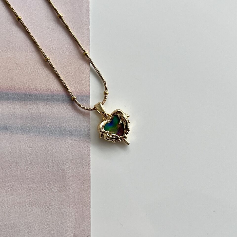 Çelik Abalone Kabuk Kalp Kolye