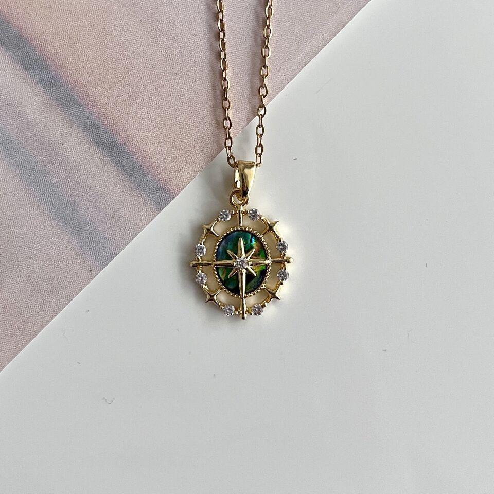 Çelik Abalone Kabuk Kutup Yıldızı Kolye