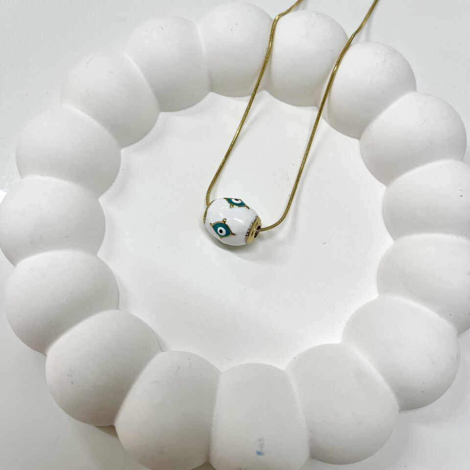 Çelik Nazar Boncuğu Kolye