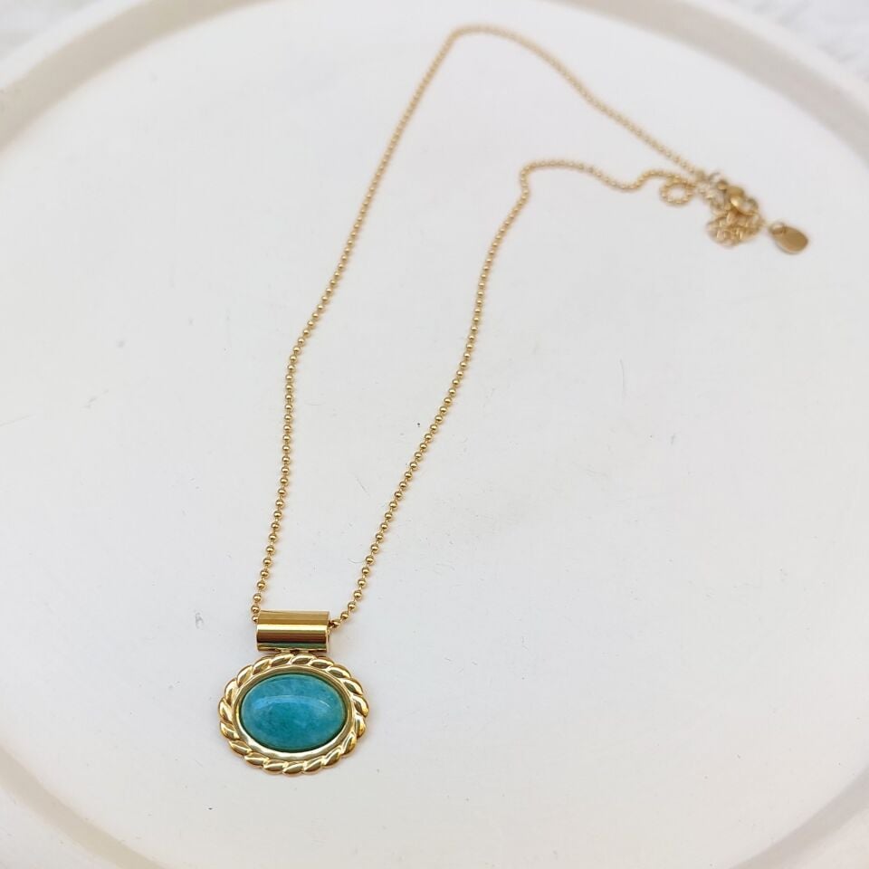 Taşlı Çelik Kolye