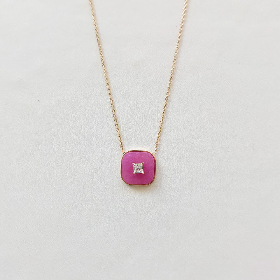 Taşlı Çelik Kolye