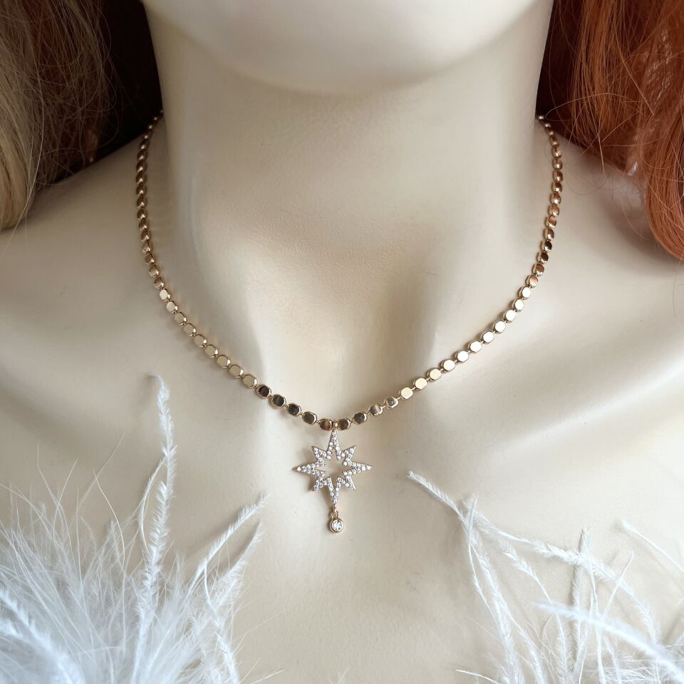 Özel Seri Ezme Zincir Yıldız Kolye