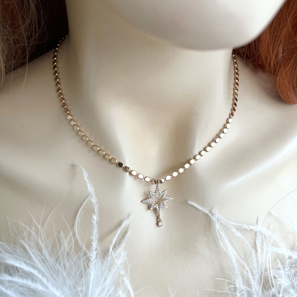 Özel Seri Ezme Zincir Yıldız Kolye