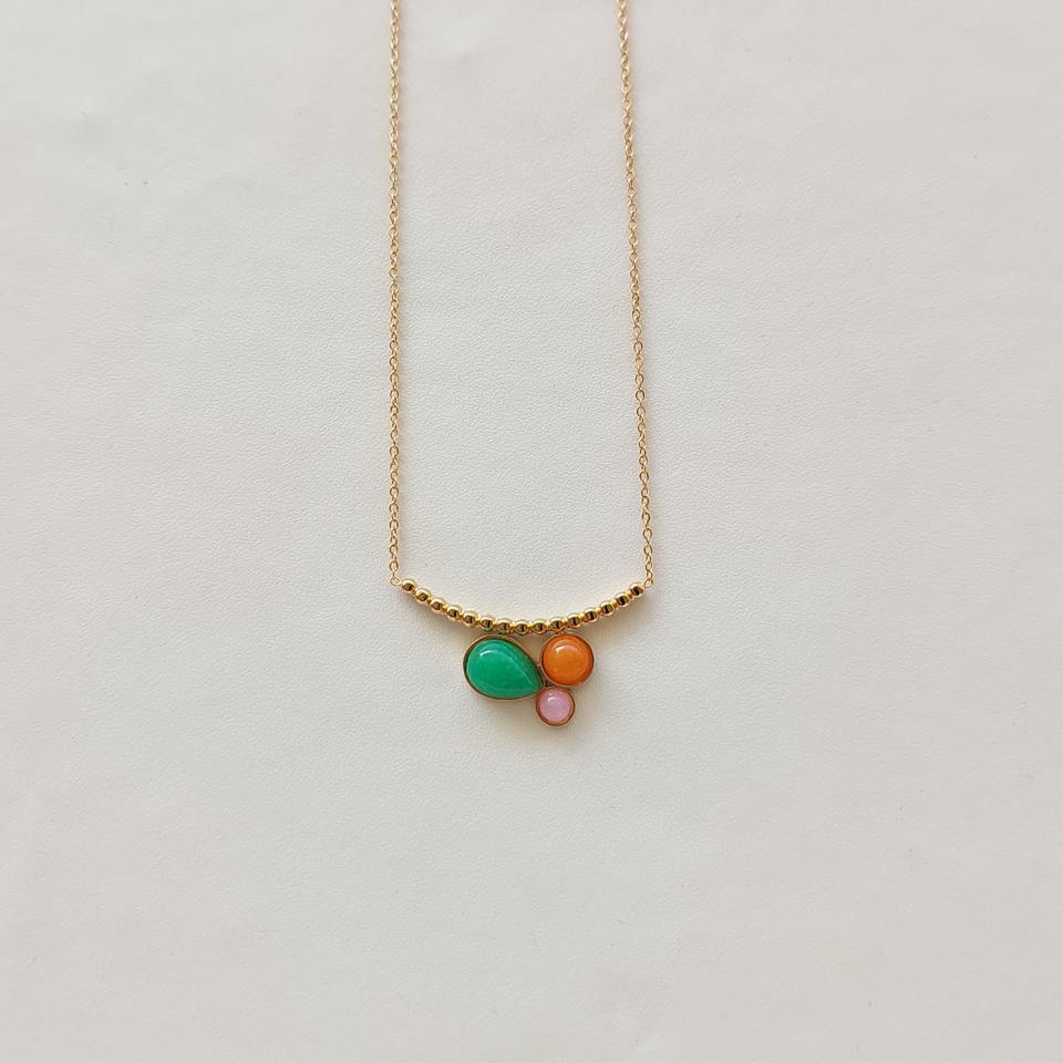 Taşlı Çelik Kolye