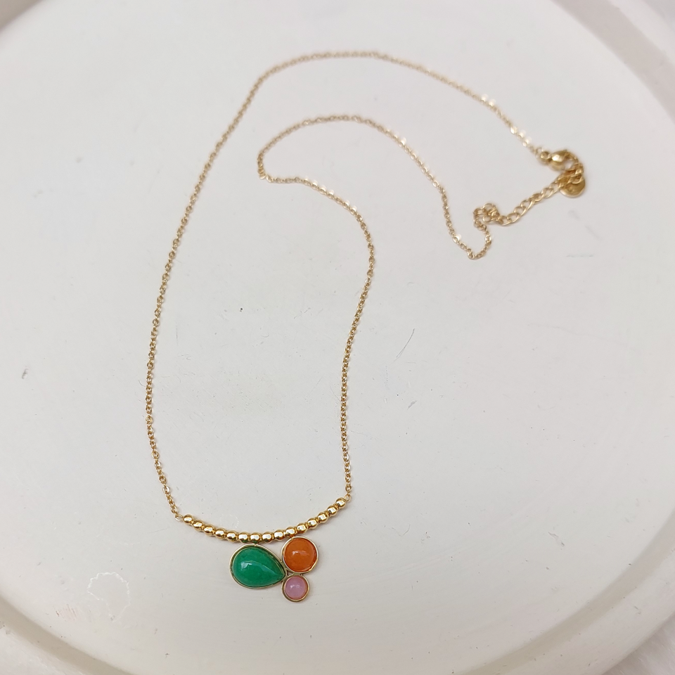 Taşlı Çelik Kolye