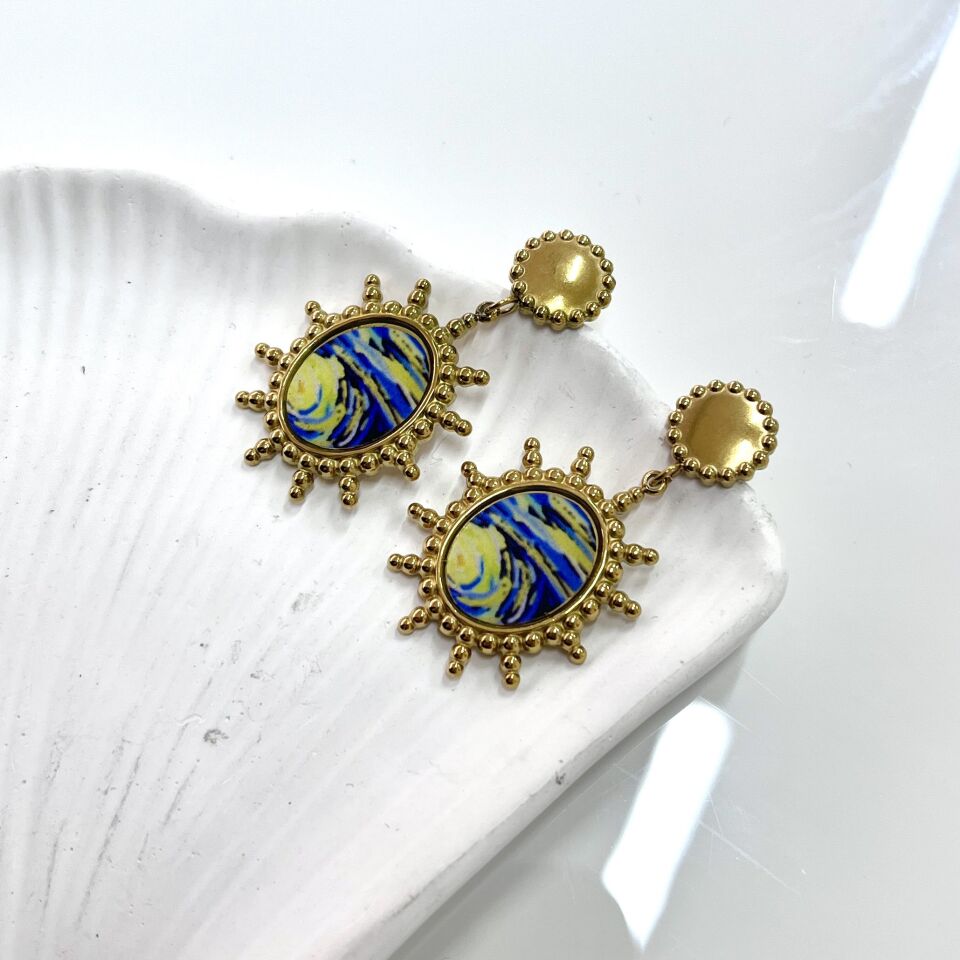 Çelik Yıldızlı Gece Küpe