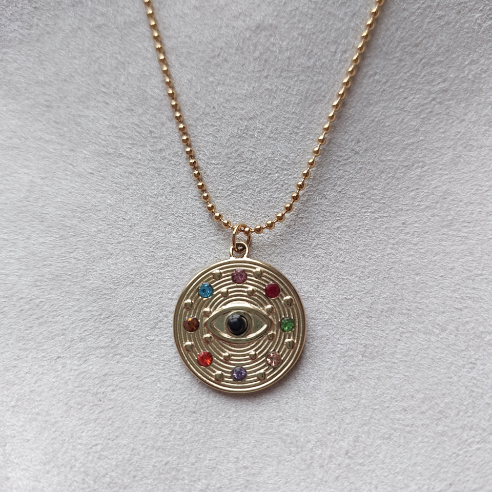 Çelik Zirkon Taşlı Kolye