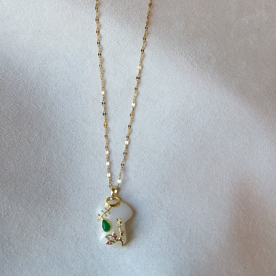 Çelik Damla Taşlı Kolye