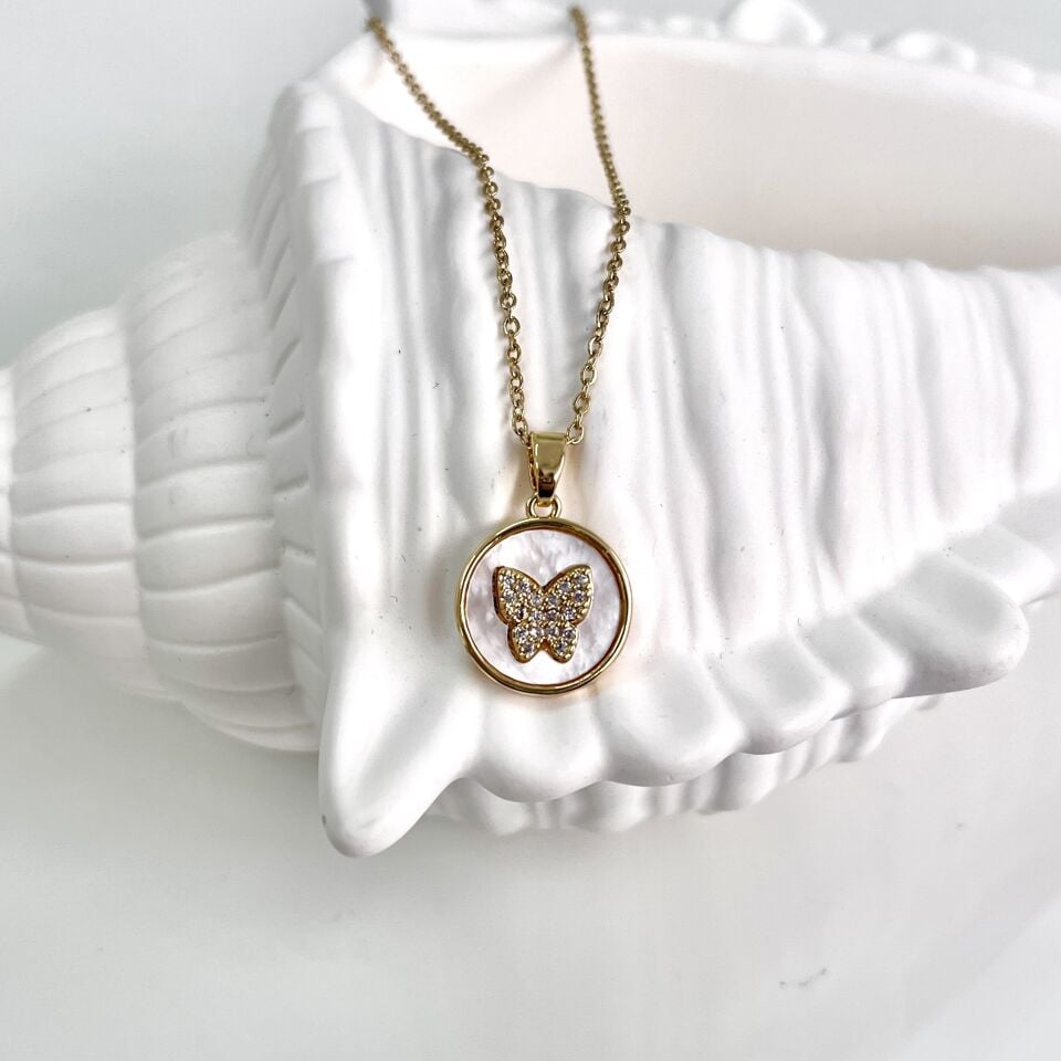 Çelik Sedef Taşı Kolye