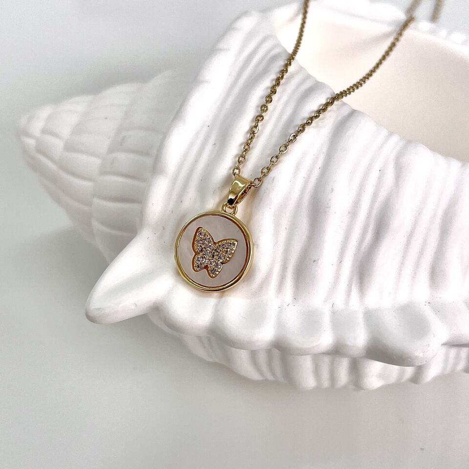 Çelik Sedef Taşı Kolye