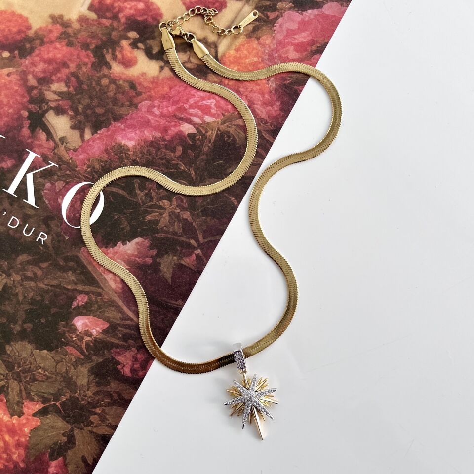 Çelik Şimal Yıldızı Kolye