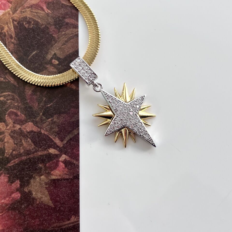 Çelik Şimal Yıldızı Kolye