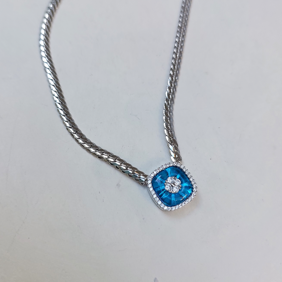 Mavi Taşlı İtalyan Kolye