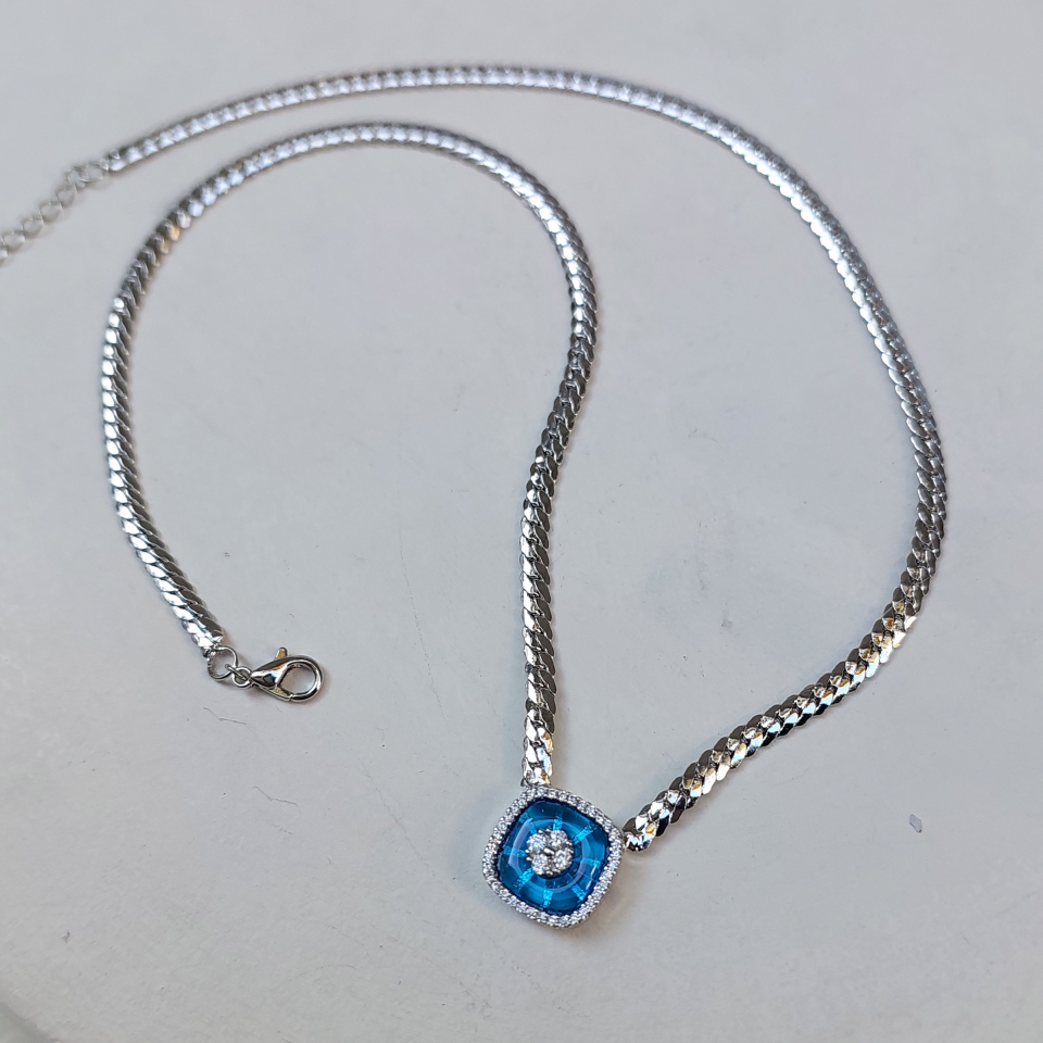 Mavi Taşlı İtalyan Kolye