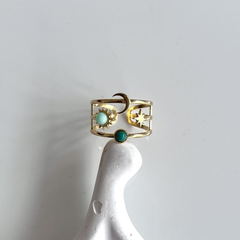 Çelik Taşlı Ay Yüzük