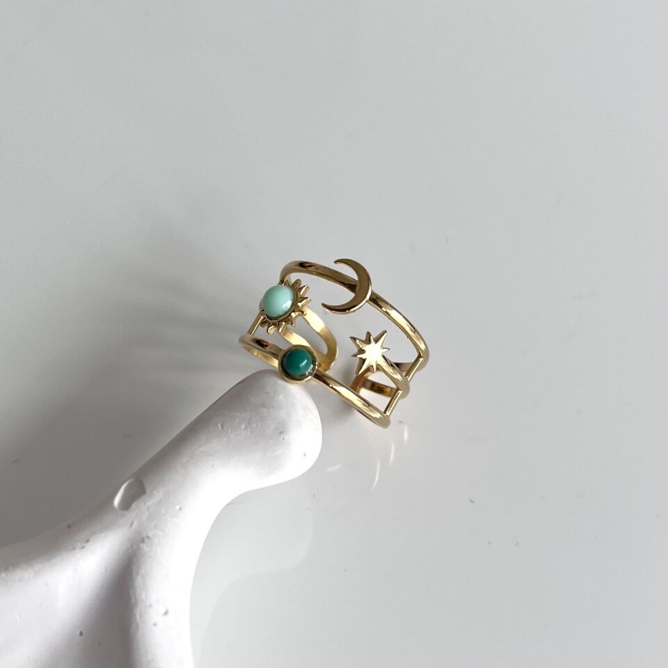 Çelik Taşlı Ay Yüzük