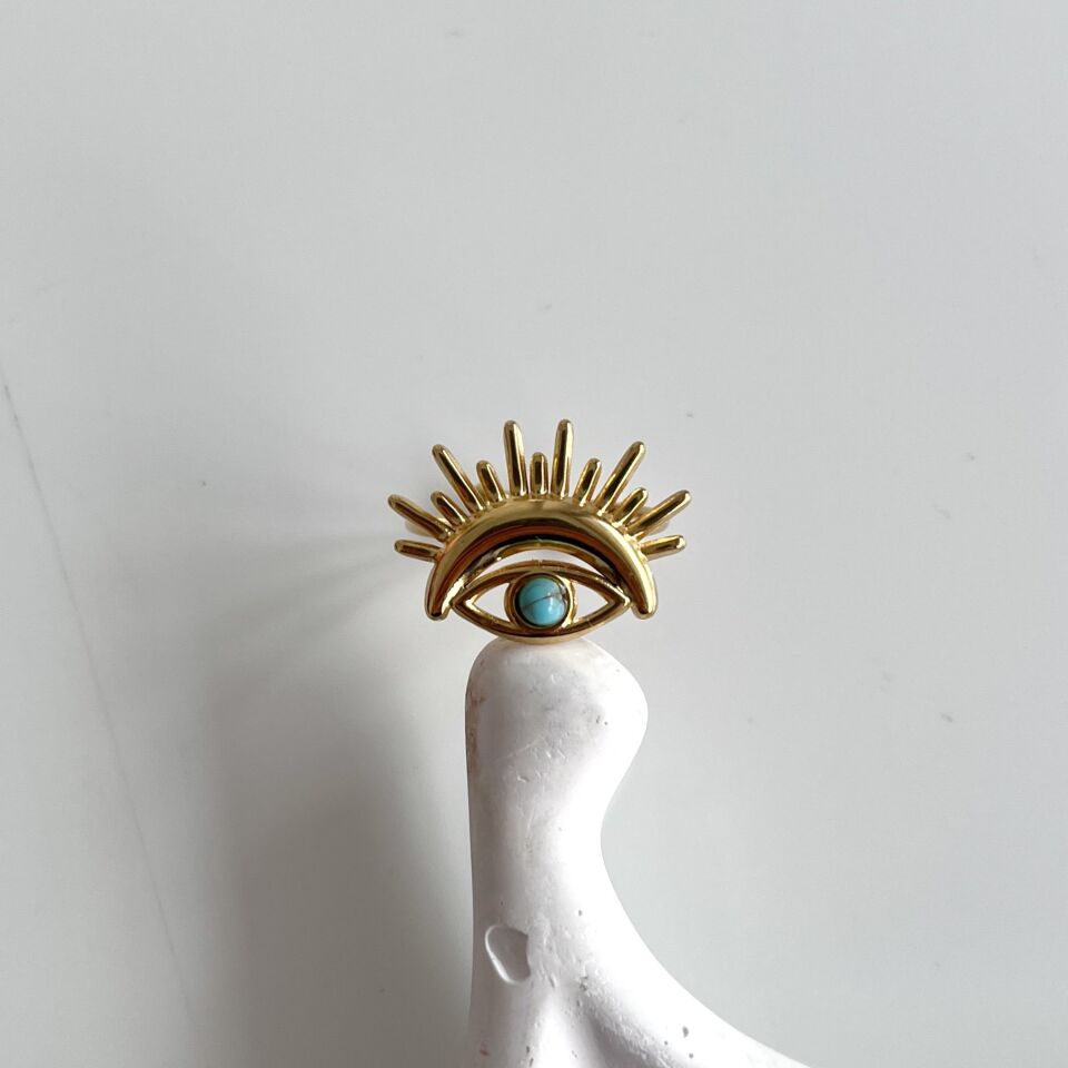 Çelik Turkuaz Taşı Göz Yüzük