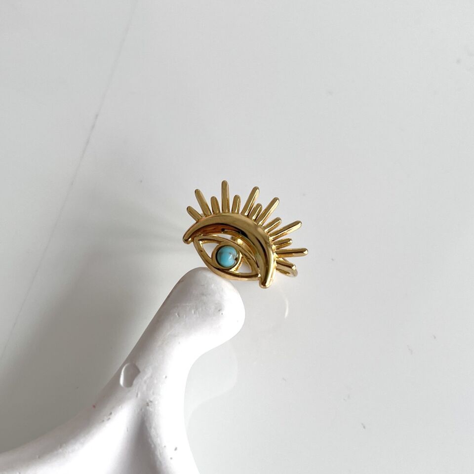 Çelik Turkuaz Taşı Göz Yüzük