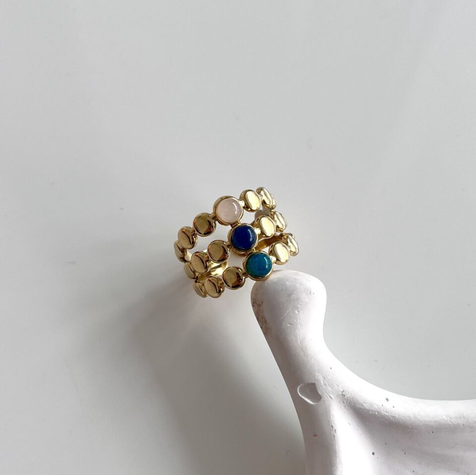 Çelik Üç Taşlı Yüzük