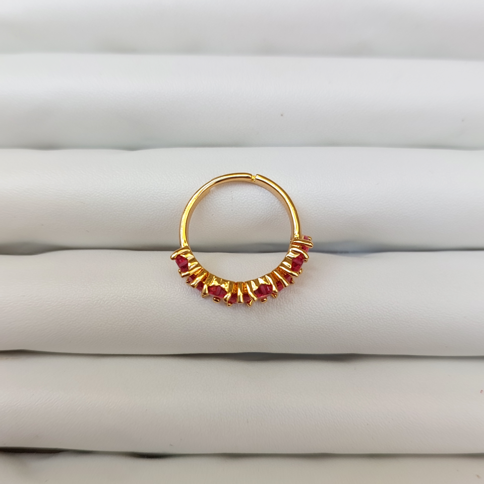 Çelik Fuşya Kalpli Zirkon Yüzük