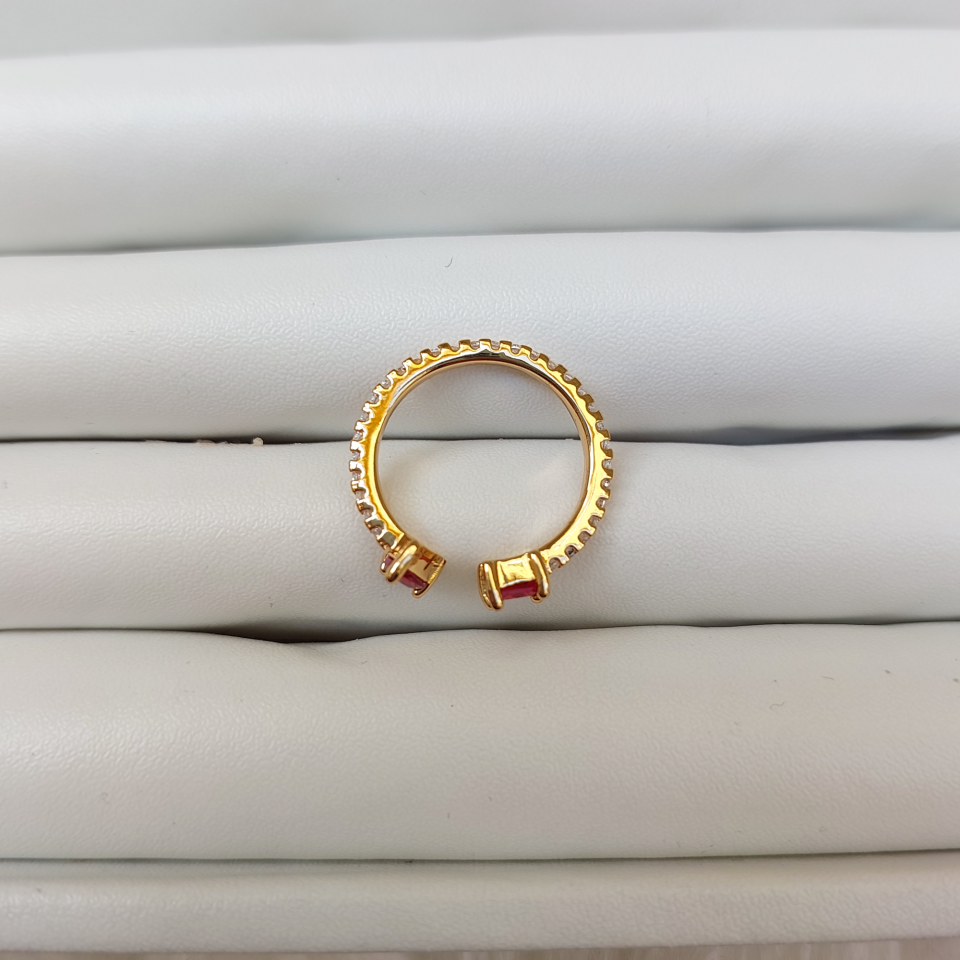 Çelik Zirkon Pembe Yüzük