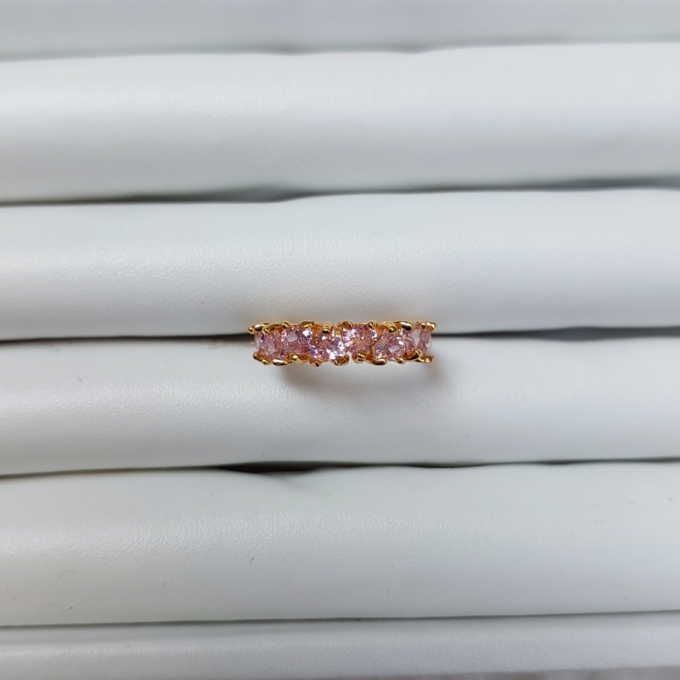 Çelik Pembe Kalpli Zirkon Yüzük