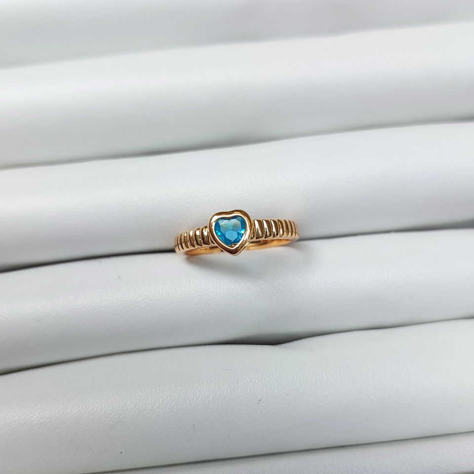 Çelik Mavi Kalp Yüzük