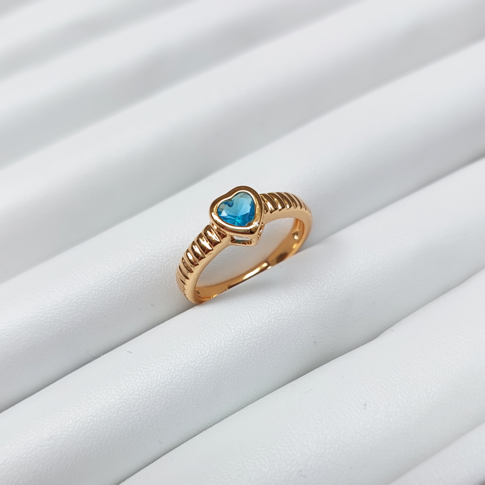 Çelik Mavi Kalp Yüzük