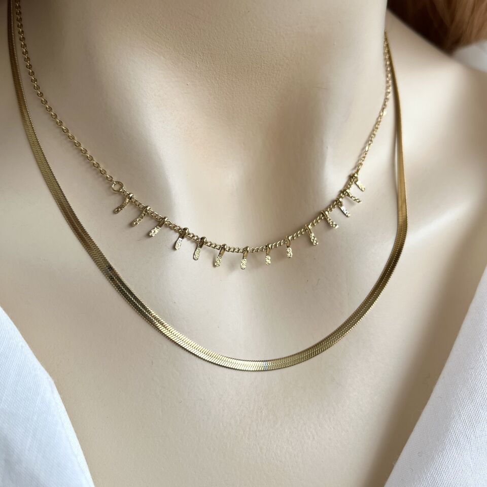 Çelik İkili İtalyan Zincir Kolye