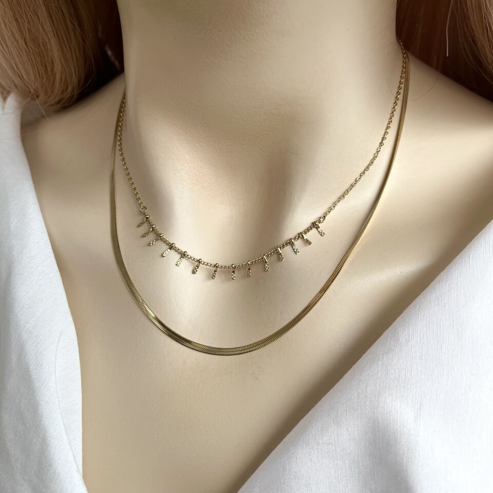 Çelik İkili İtalyan Zincir Kolye