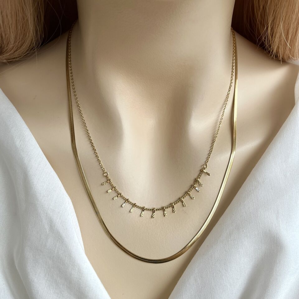 Çelik İkili İtalyan Zincir Kolye